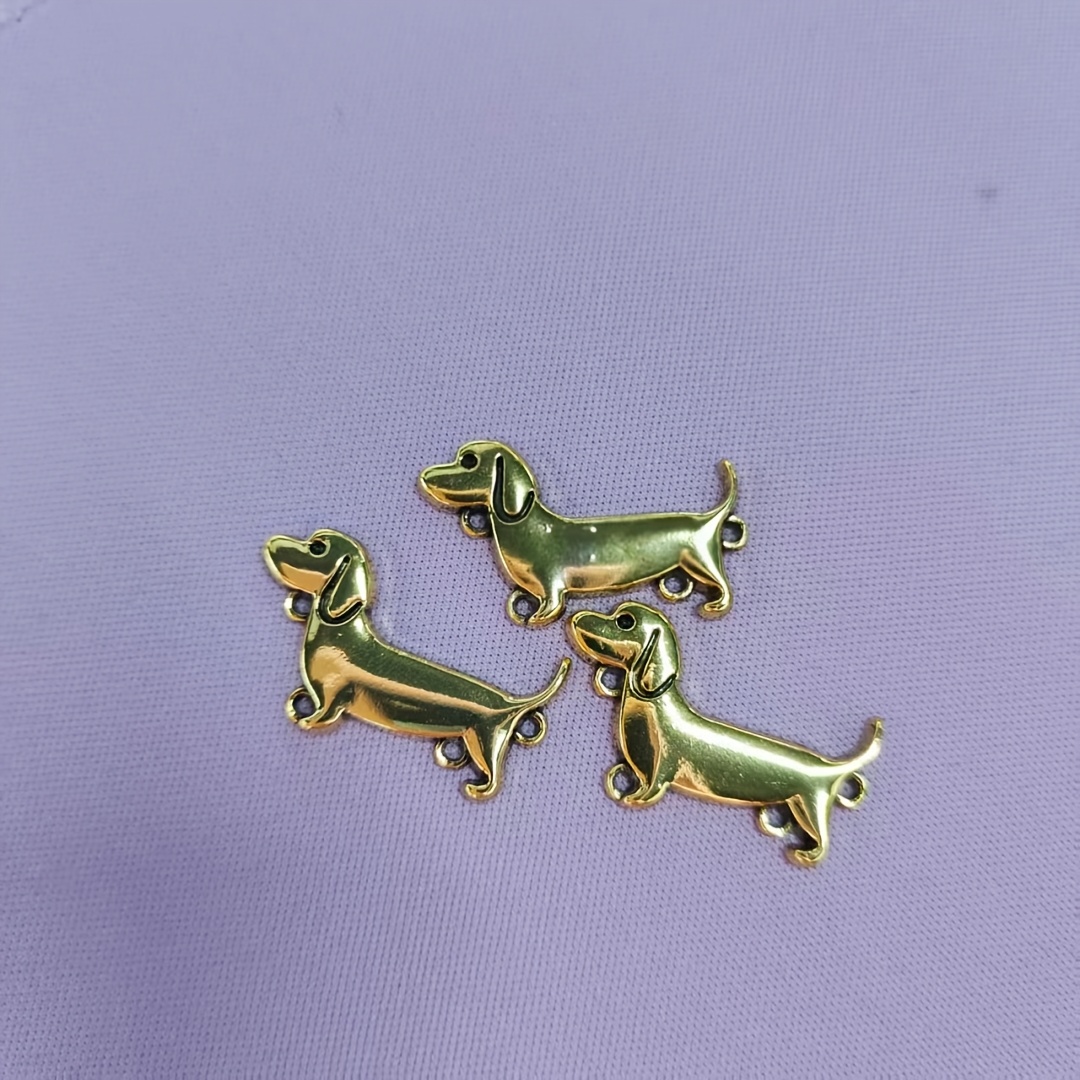 3pcs Golden Dachshund Buttons | 25mm Novelty Dog Buttons For Coats, Hats And Bags, Unique Pet-themed Sewing Accessories For Dog Lovers, Made Of Alloy