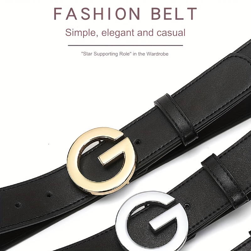 

Simple Genuine Leather Belt Fashion G Buckle Solid Color Cowhide Belt Casual Jeans Pants Belt Dress Belts For Women