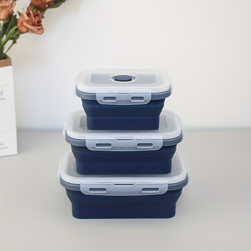 Image of 3pcs Silicone Collapsible Food Storage Containers With Lids - Microwave, Freezer & Dishwasher Safe - Perfect For Kitchen Organization & Meal Prep, Food Storage, Kitchen Accessories