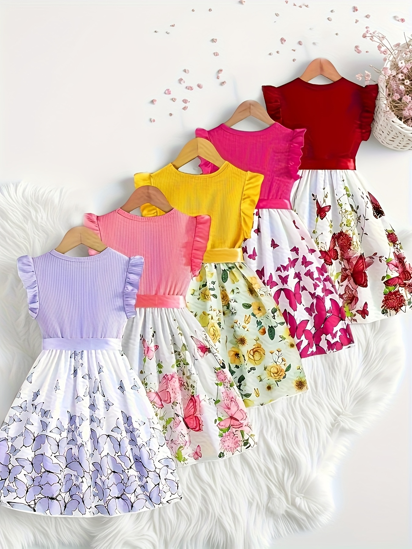 5pcs set girls sleeveless princess dress bow belt waist - Temu Mauritius