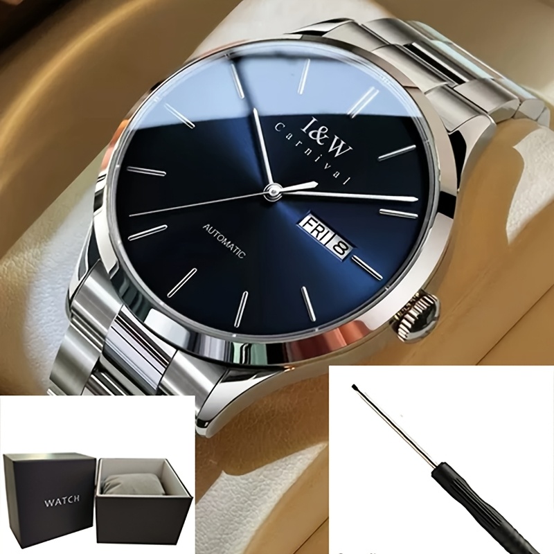 I&w Luxury Mechanical Watch - Automatic Wristwatch With Date Display, Water-resistant 30, Ultra-thin & Hands, Suitable For Business Casual, Swimming,, Casual Attire - Ideal Gift