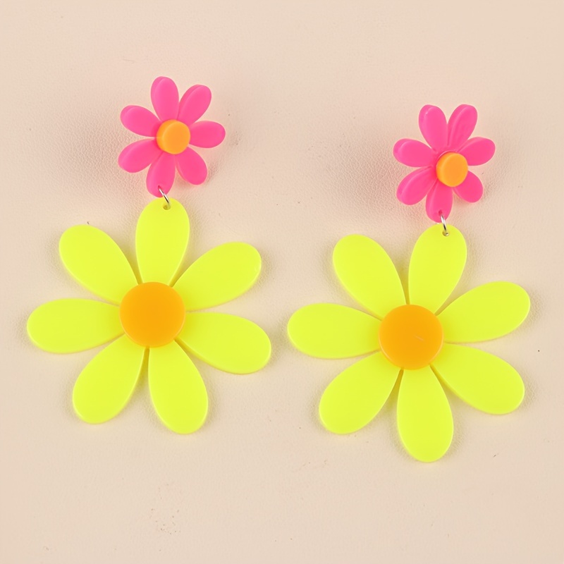 Women's Fluorescent Sunflower Acrylic Dangle Earrings