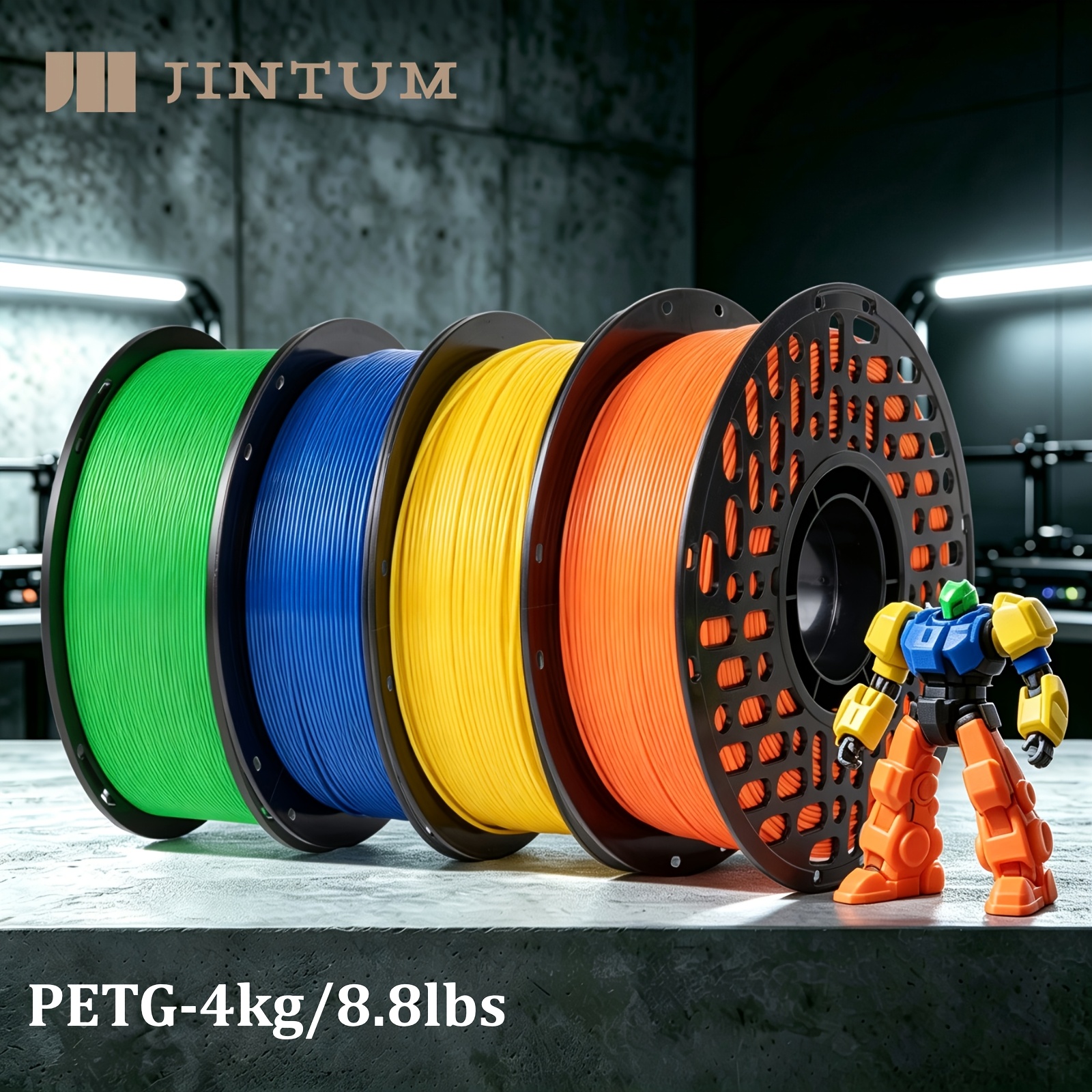 TEMU PETG 3D-Drucker-Filament 4er-Pack (4 kg/8,8 lbs), 1,75 mm +/-0,02 mm , starkes & zähes 3D-Druckfilament, ordentlich gewickelt, vakuumverpackt,