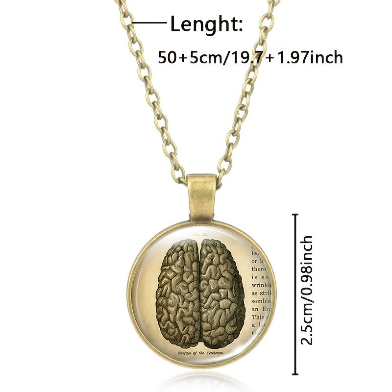 Brown Metal Chain Necklace with Colorful Brain Surface Design