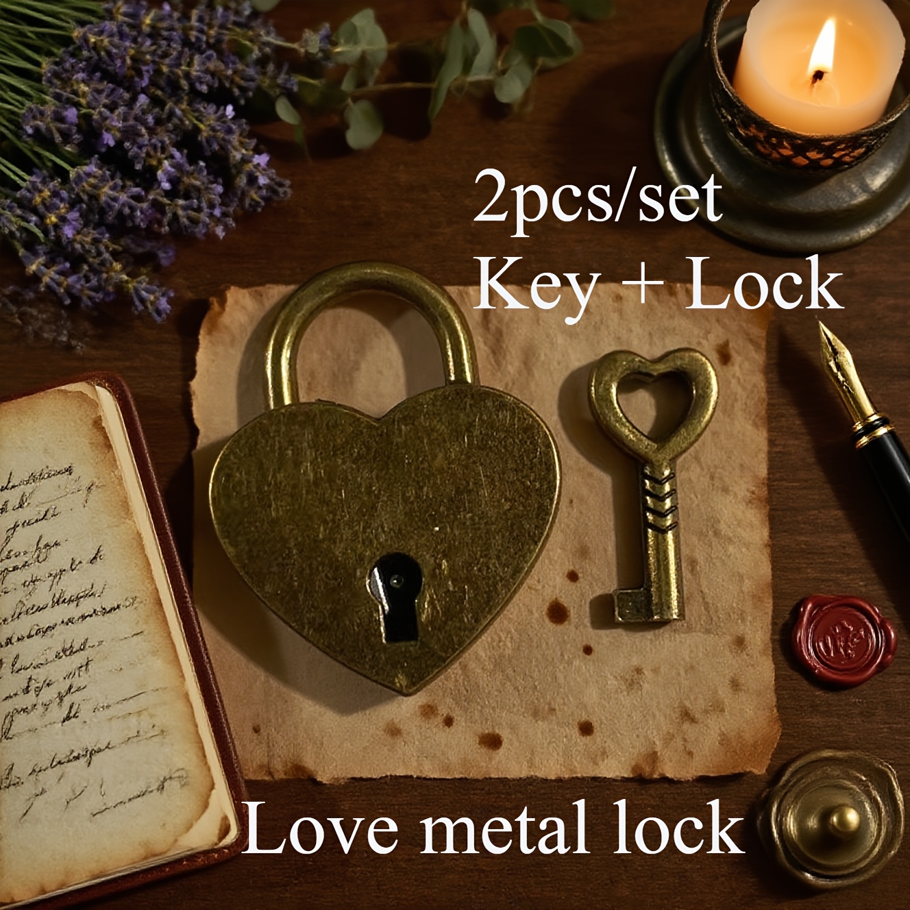 Image of Vintage Miniature Heart-shaped With Key - Antique Bronze End, Durable Lock For , Decorative & Functional, Key Holder, Decorative Key Holder, , Intricate Design