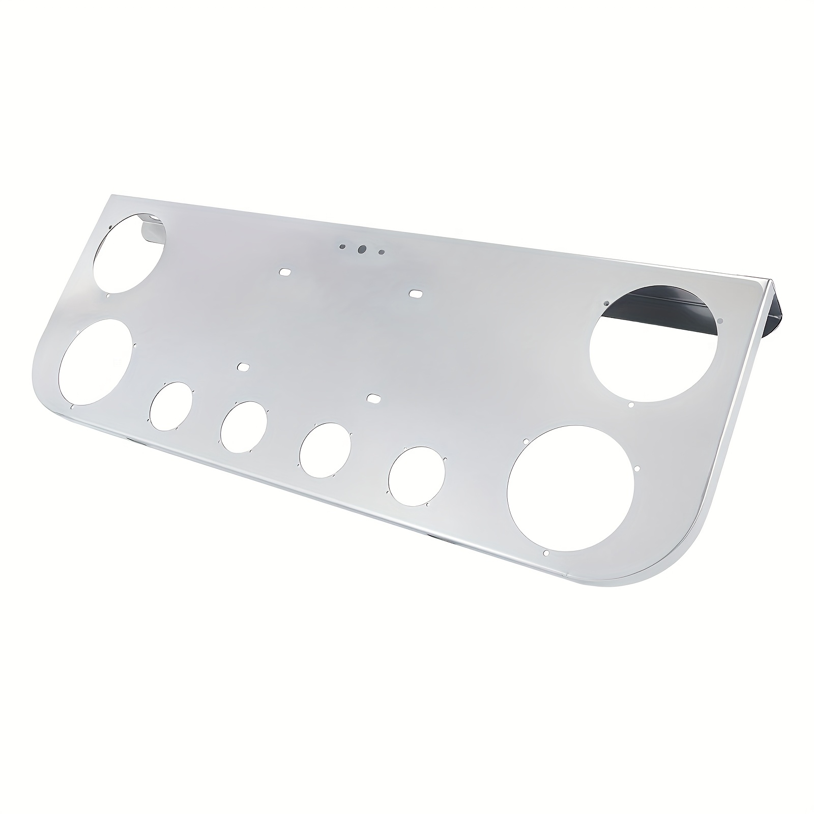 TEMU Tail Light Panel Stainless Steel Rear Panel With 4 Large (4.49") & 4 Medium (2.31") Round Light Cutouts, , Rustproof Fit For Semi-trucks, Trailers, Commercial Vehicles, Truck Safety Lights