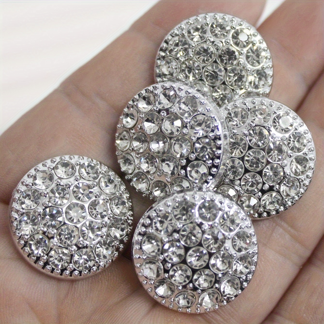 TEMU Paquete de 5 botones de plástico plateados de 2.1 cm con perforación completa para chaquetas de traje, abrigos, suéteres, cárdigans, botones