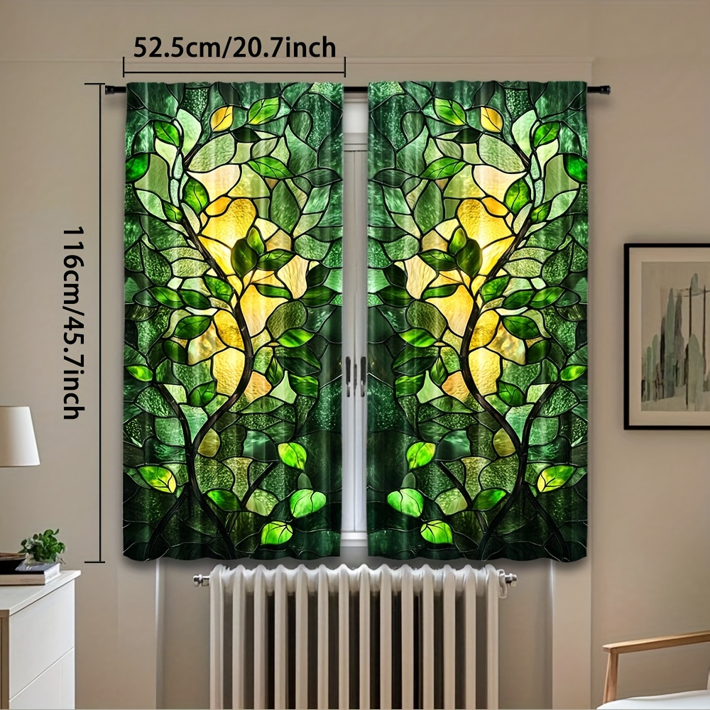 TEMU 2pcs, Decorative Stained With Plant Design, Enhancing Home Decor In Bedroom, Living Room, Kitchen, Office, And Study