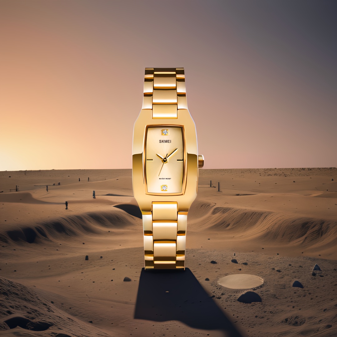 

Skmei Fashionable Gold For Girls, Supports 30 Meters Water And Precise Timing, Perfect Accessory For Women.