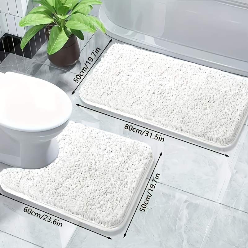 TEMU 2pcs Premium Fluffy Bathtub Mats, Absorbent Bathroom Rugs, Comfortable Carpets, Bathroom Additions, Home Decor, Room Decoration, Bathroom Mat,