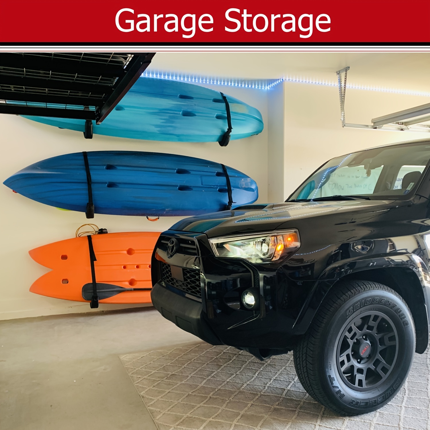 Kayak Storage Hooks for Wall-Mounted Storage