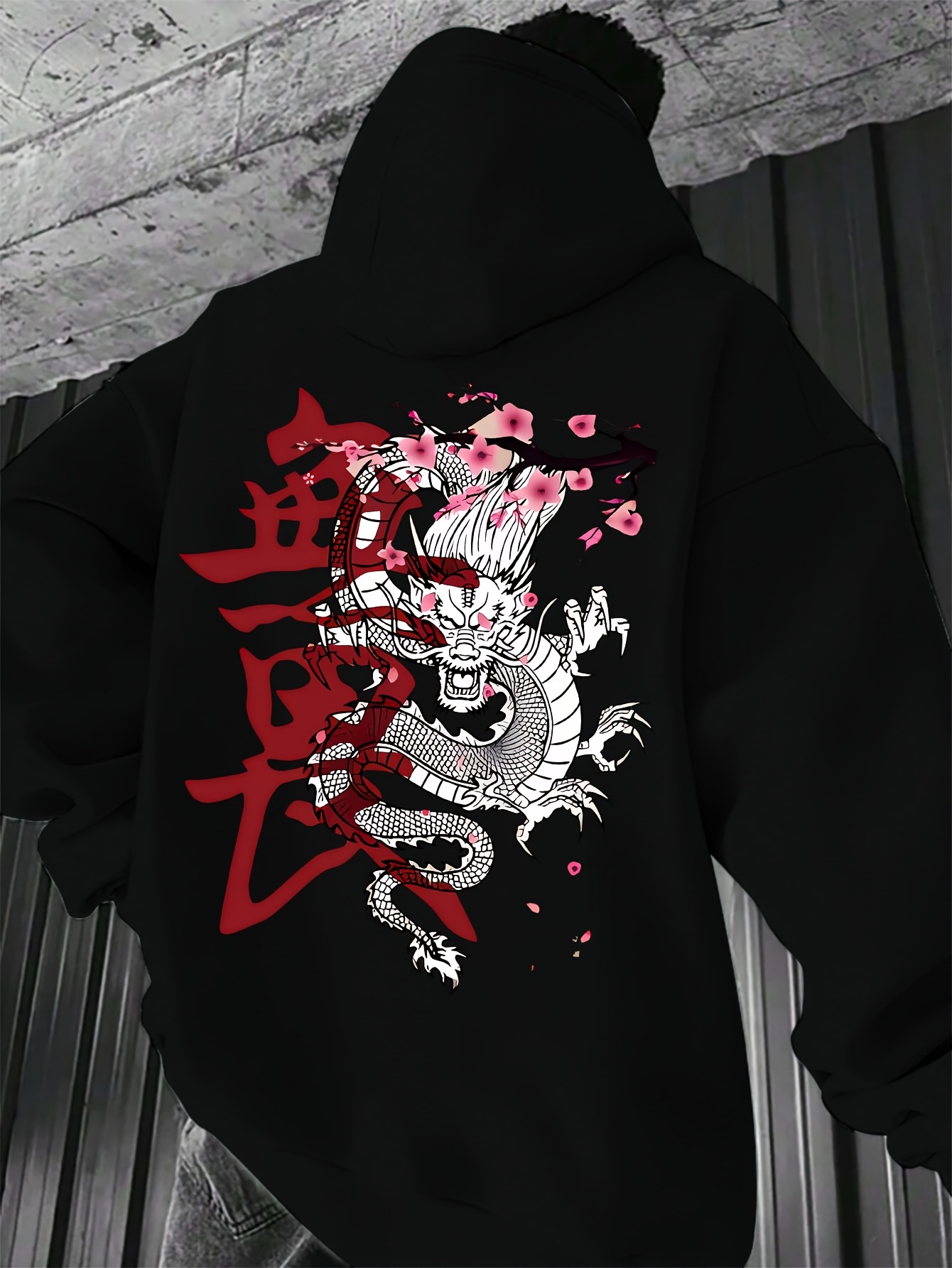 herren casual fleece lined hoodie lebendigem drachen graphic