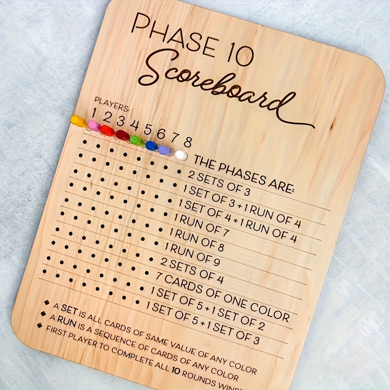 

Wooden Scoreboard With Pegs - Classic Family Board Game Display Tray For Parties & Games