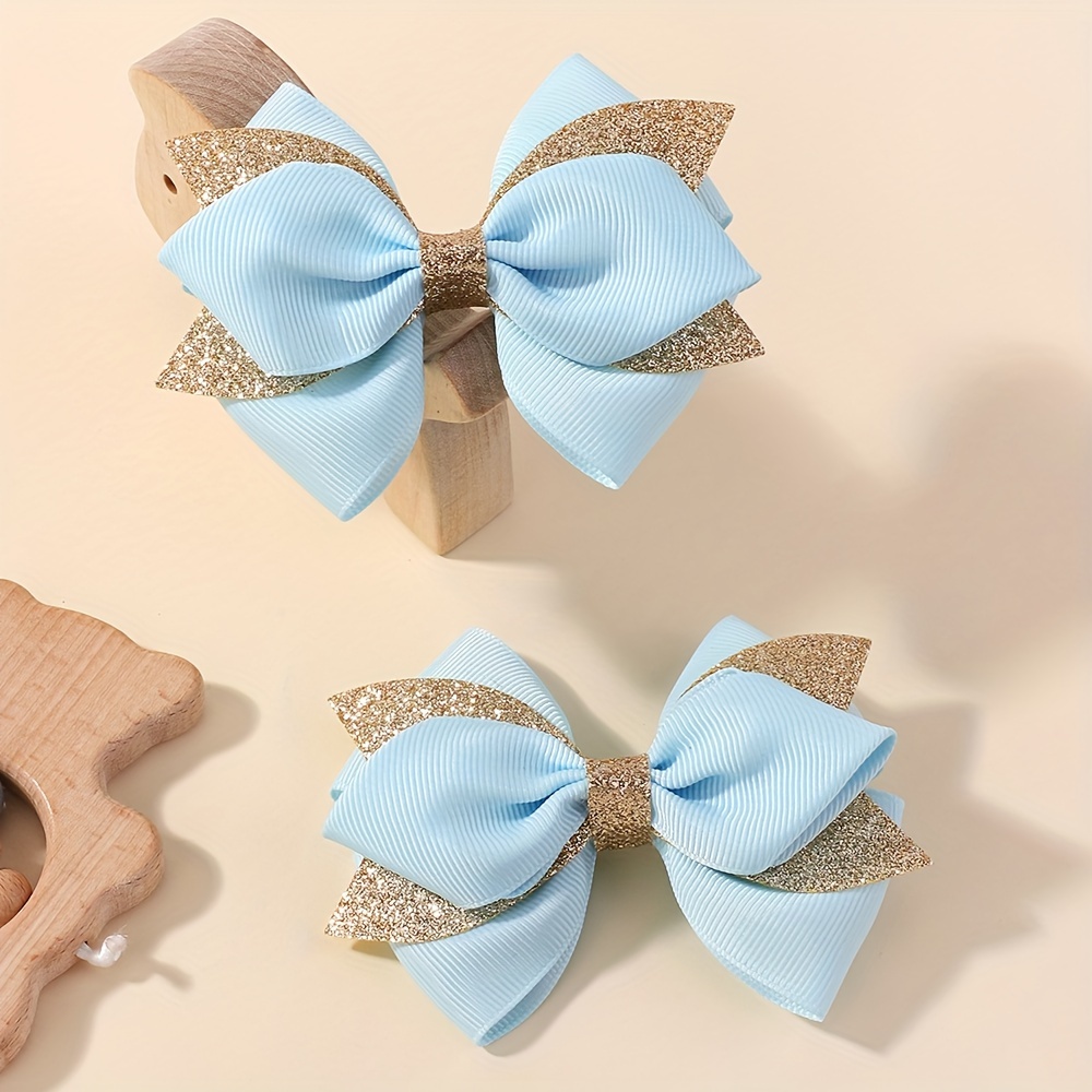 

2pcs ' Bow Hair Clips Printed Fabric Girl Ponytail Pair Clips Holiday Hair Accessories