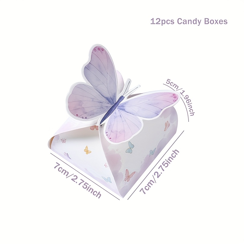 E-shop Geschenkset für Sie/Ihn: 12 lila Papierboxen mit Schmetterlingsmotiv zur Geschenkverpackung, ideal für rustikale Hochzeiten, Geburtstagsfeiern