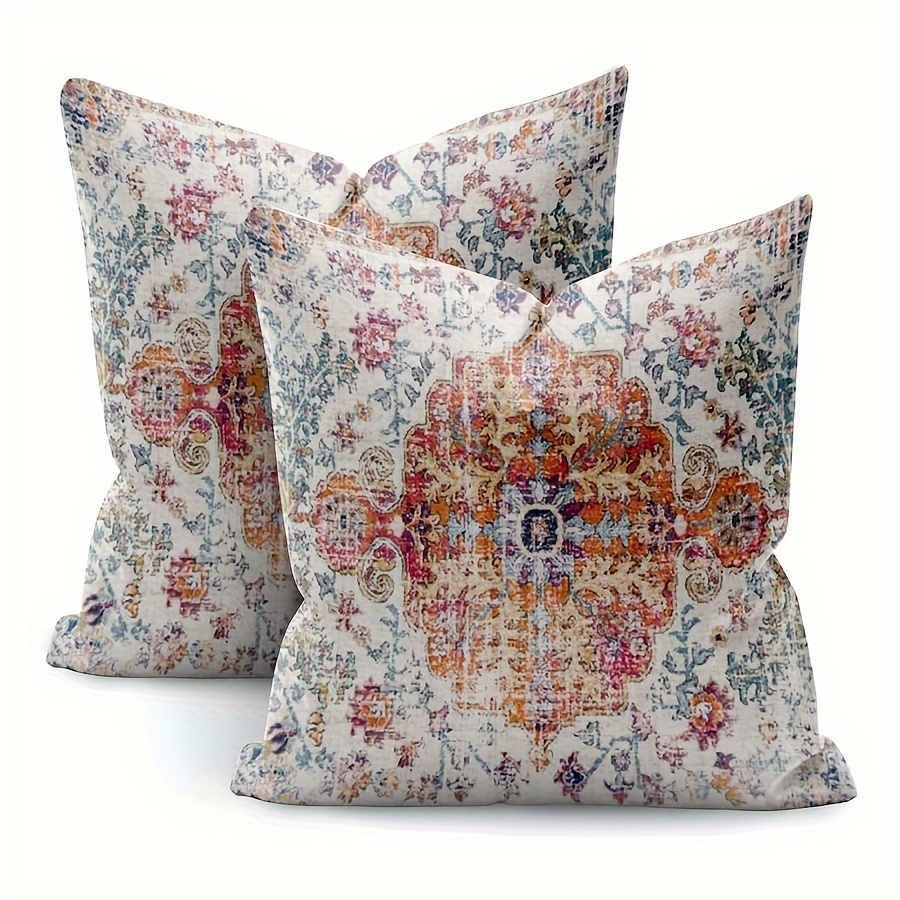 

Bohemian Linen Pillow Covers - No Pillow Core, 3 Sizes: 20x20, 18x18, 16x16 - Outdoor Decorative, Machine Washable, Zip Closure, Suitable For Couch, Bed, Sofa