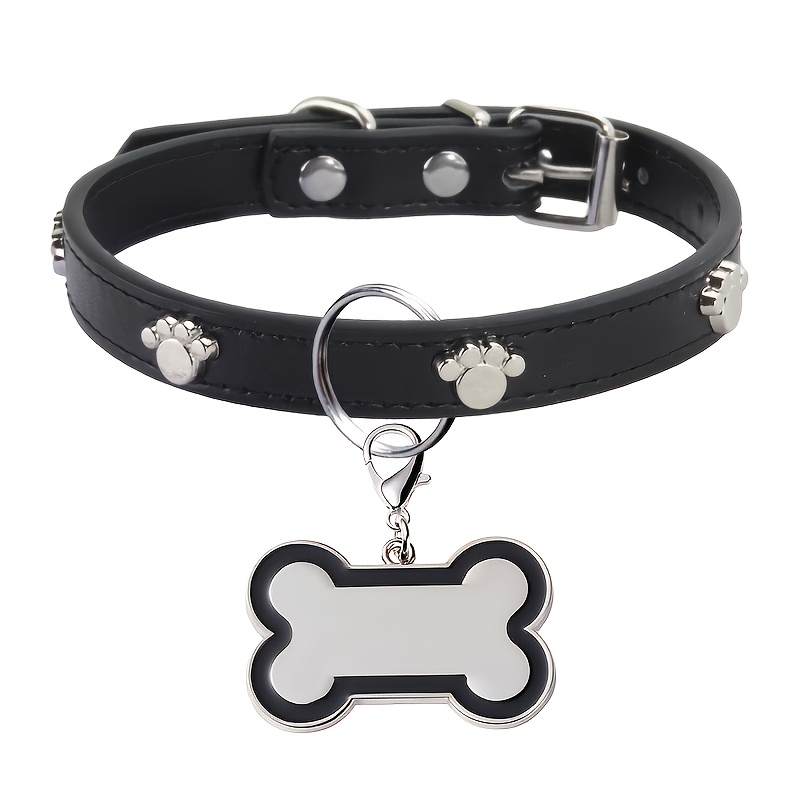 TEMU Engravable Dog Collar With Name & Phone Number - Adjustable Pu Puppy Collar Suitable For Small, Medium & Large Dogs - Custom Pet Collar For