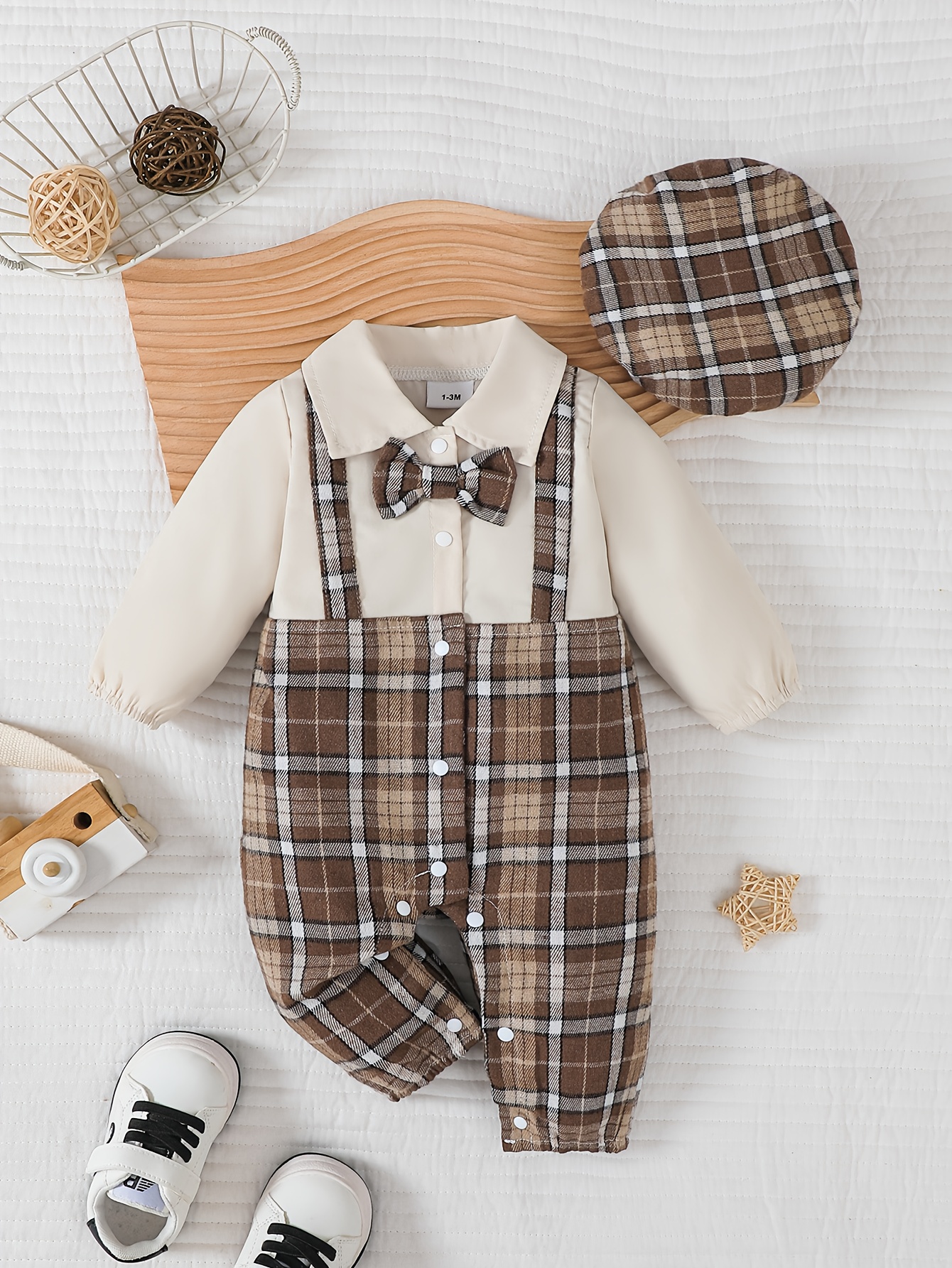 baby checkered overalls sold on Temu United States