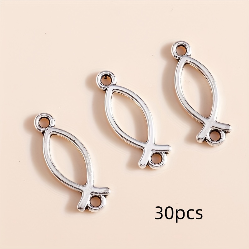 Image of 30pcs Of Two-hole Hollow Fish Connectors, Measuring 21x8mm, Pendants Suitable For Crafting Jewelry Such As Necklaces, Earrings, And Bracelets, Perfect For Creative Handmade Projects