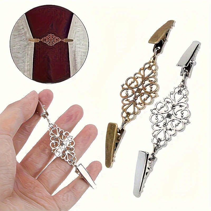 

1/2pcs Vintage Alloy Hollow Out Flower Shawl Clip Brooch Pin, Elegant Accessory For Cardigans & Shirts, Ideal For Daily & Party , Gift-ready