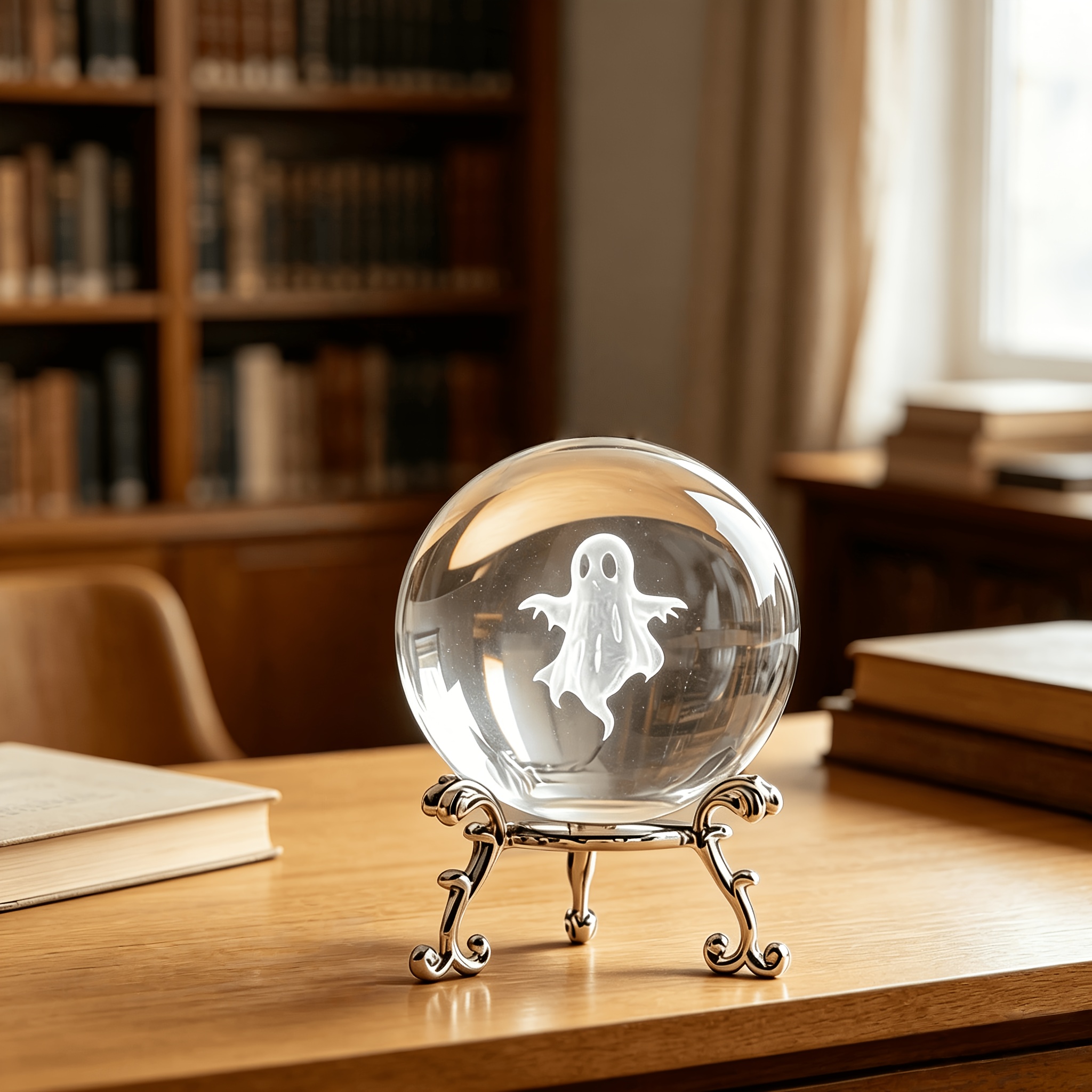 TEMU Halloween Crystal Ball Ornament With Metal Stand, Dark Gothic Style Desktop Decoration, Halloween Gift Decoration