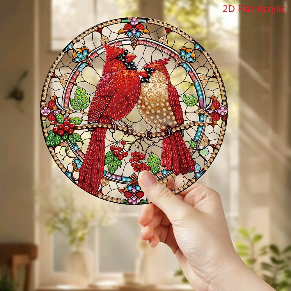 TEMU 2d Acrylic Plane, 5d Diy Diamond Painting Kit, Red Diamond Mosaic, Home Decor Items, Sunlight Catcher, Beginner Handicrafts, Suitable For