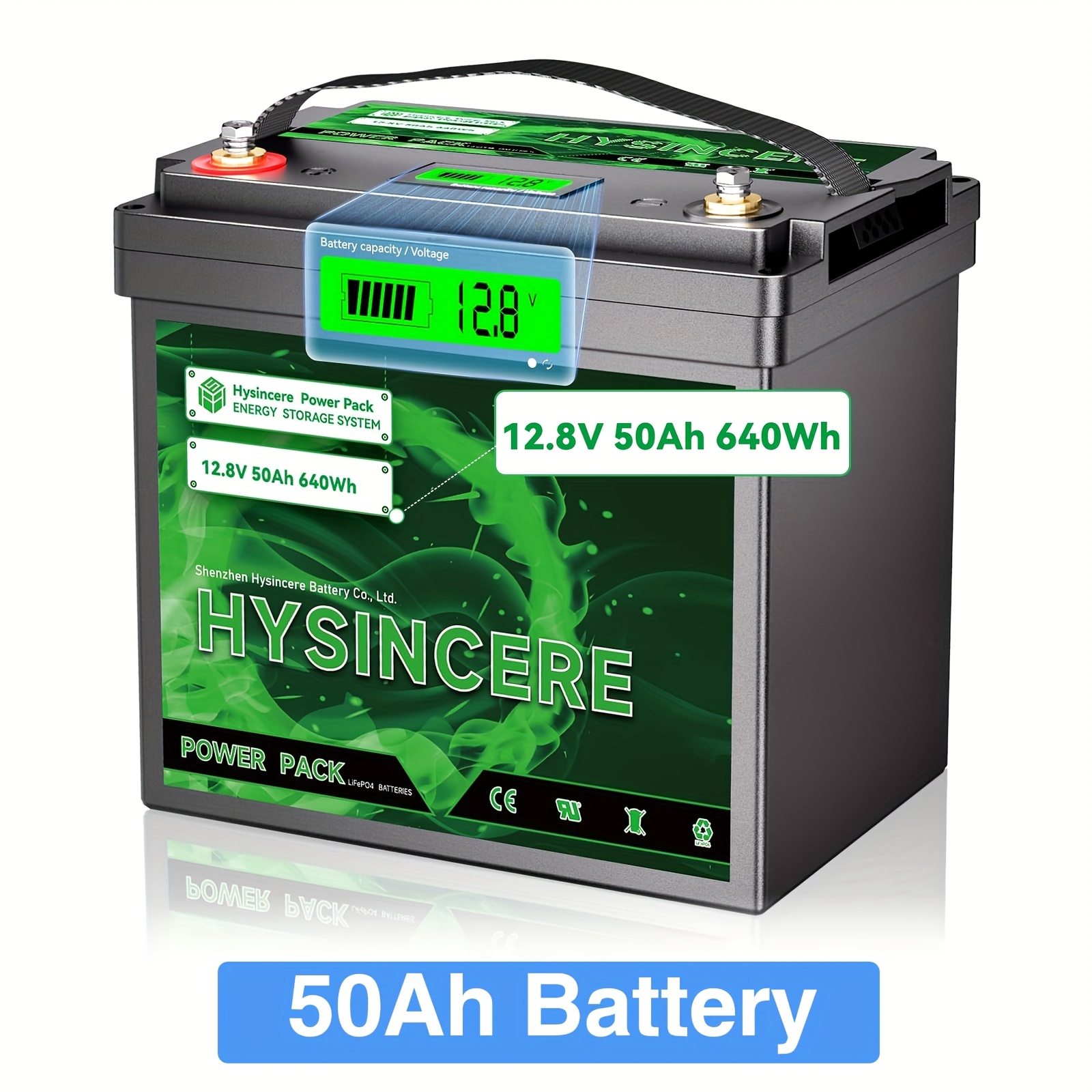 Image of Hysincere 12v 100ah Lifepo4 Lithium Battery With Display Screen, + Cells Built-in 100a Bms, 1280wh, Exceeding 15, 000 Cycles .ideal For , Household, Rv, Storage & Off-grid Living, Supply
