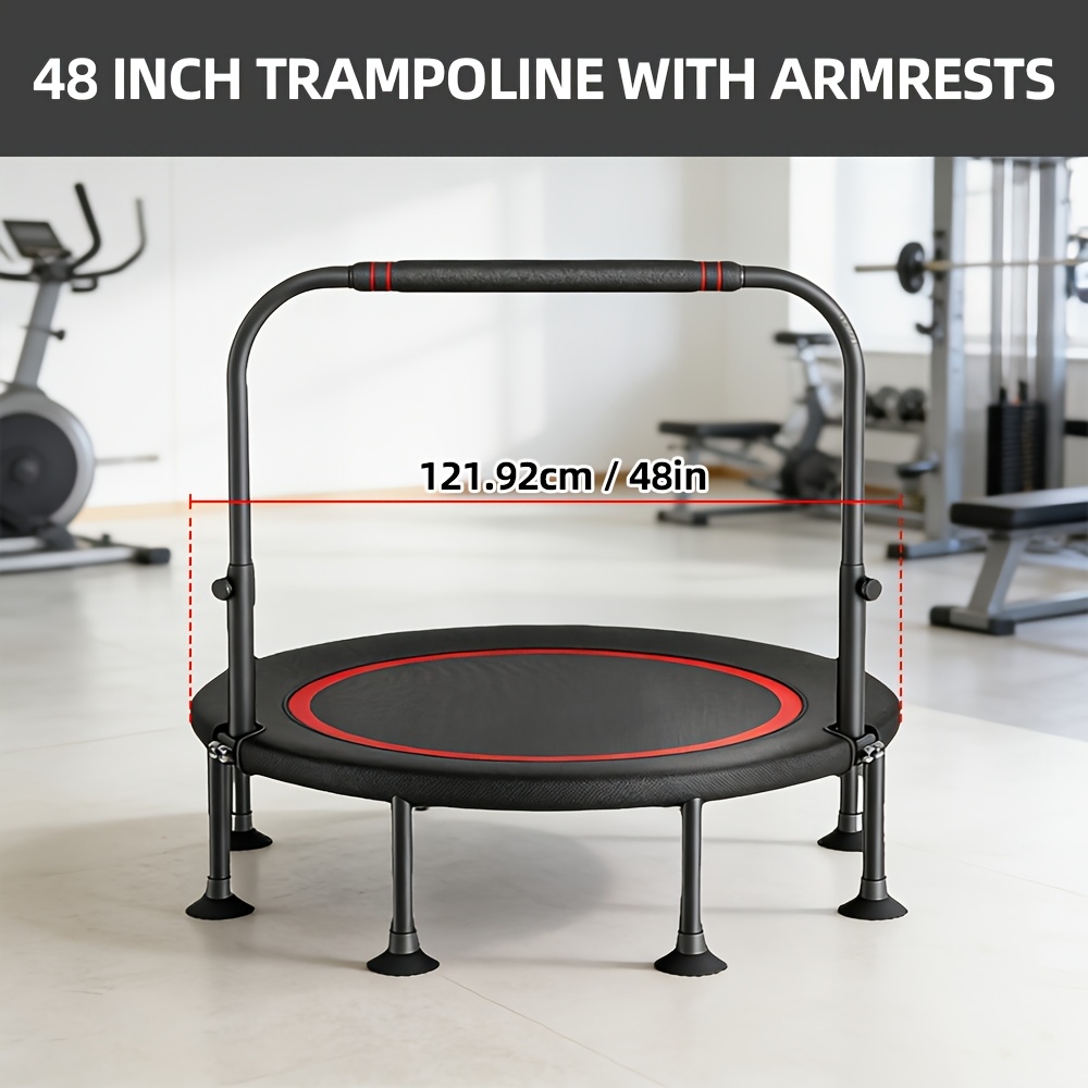 48-inch Trampoline With Handrails | Reinforced Iron Material, 300kg Weight Capacity, Foldable, Suitable For Home Fitness And Outdoor Use, Color