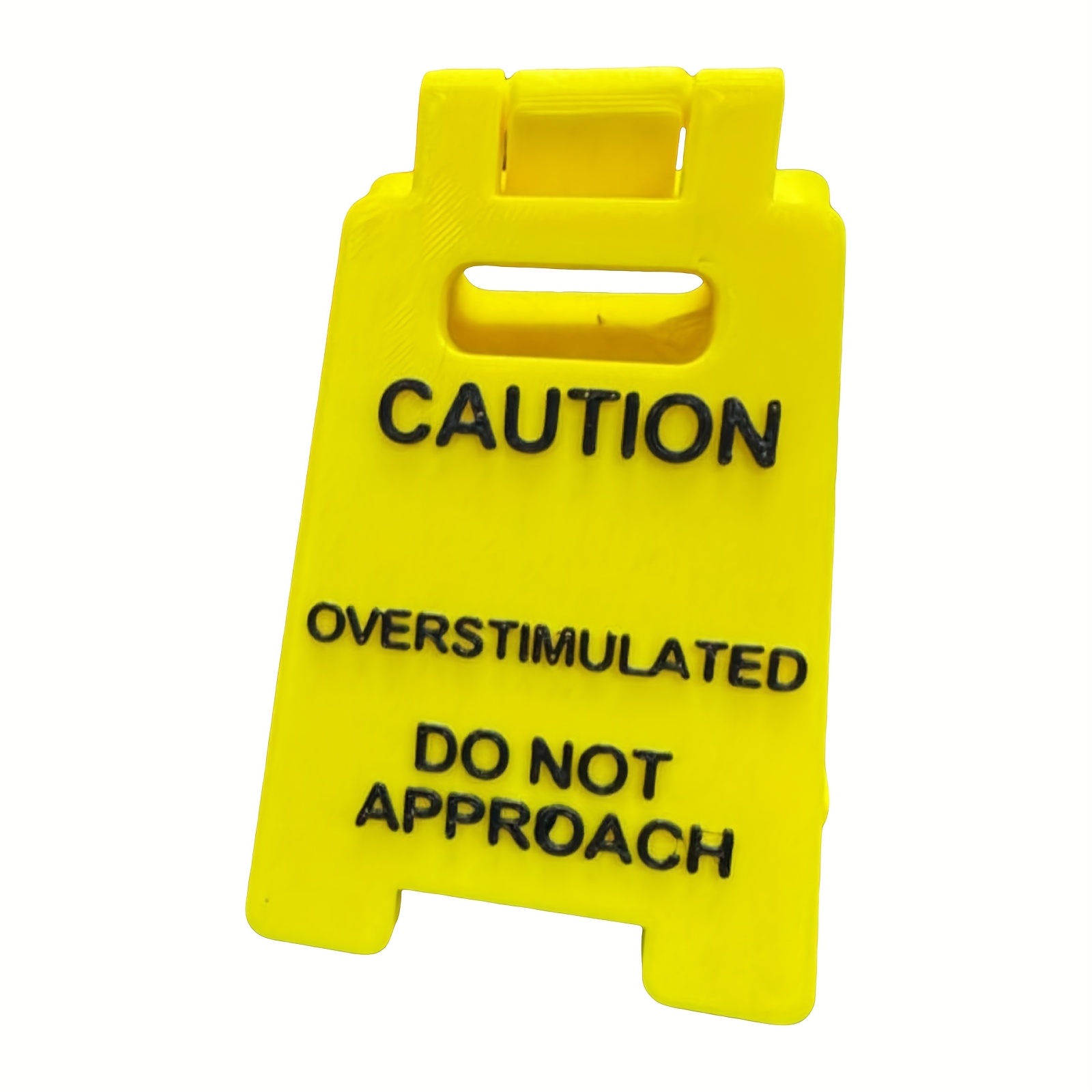 TEMU [2d Flat] Caution Overstimulated Desk Sign Funny Desk Signage Accessories Humor Mini Warning Caution Sign For Coworker Employee