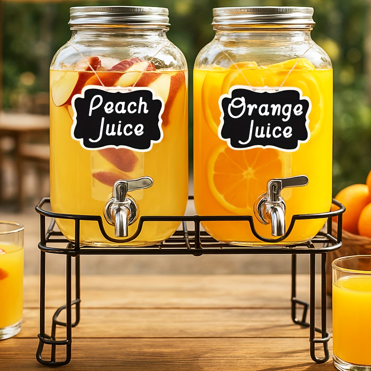 TEMU 2 Packs 1 Gallon Glass Drink Dispensers For Parties Beverage Dispenser Glass Drink Dispenser With &stand And Stainless Steel Spigot Lemonade