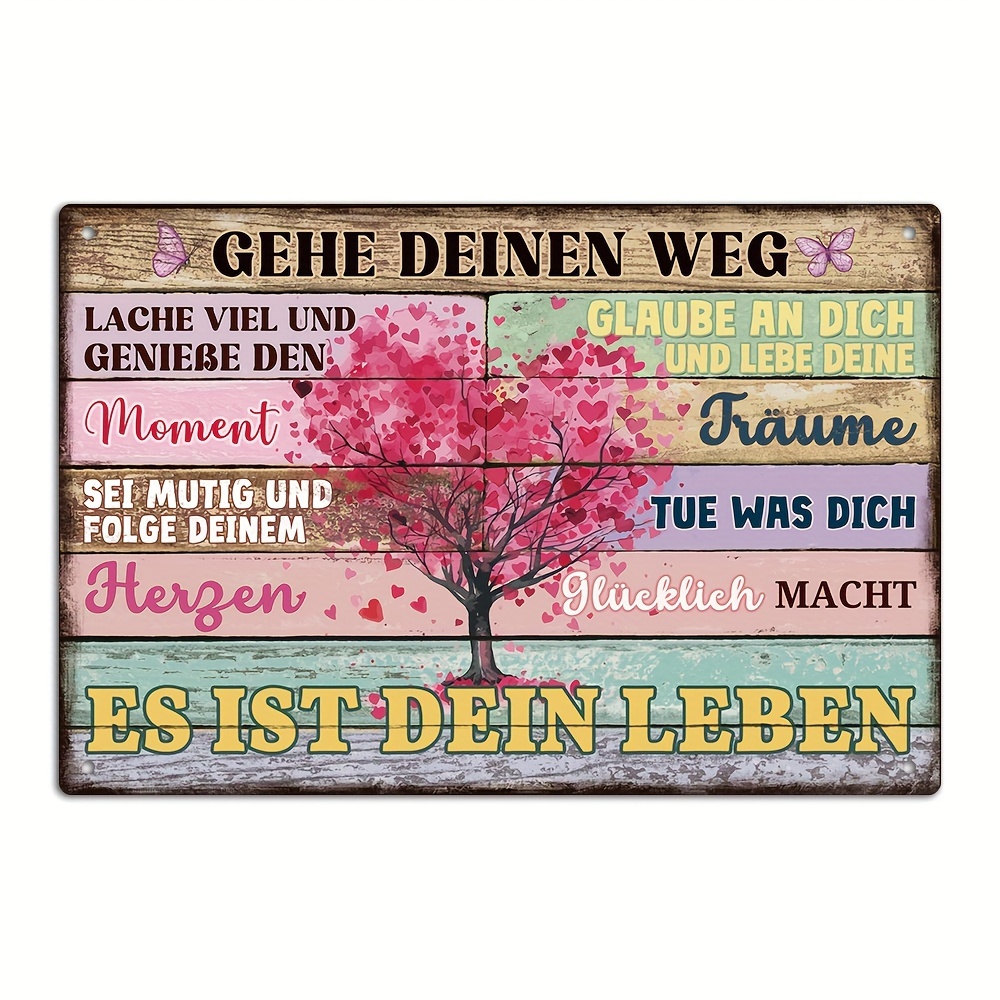Image of Vintage German Metal Tin Sign - Inspirational Quote Wall Art For Home, Farmhouse, Living Room Decor | Perfect Gift Idea