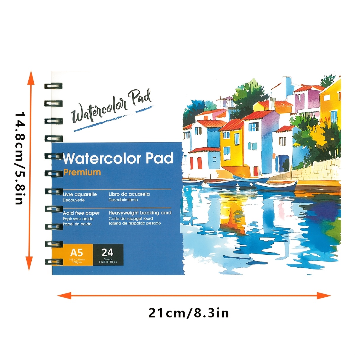 TEMU Large-sized Spiral-bound Watercolor Notebook - A5 Size, Featuring A High-quality Thick Cover And Thick Pages, Ideal For Painting And Watercolor,