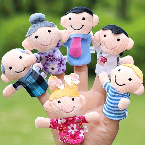 6pcs finger puppets set non toxic silicone educational toys family theme for role play language development emotional learning parent child interaction kit