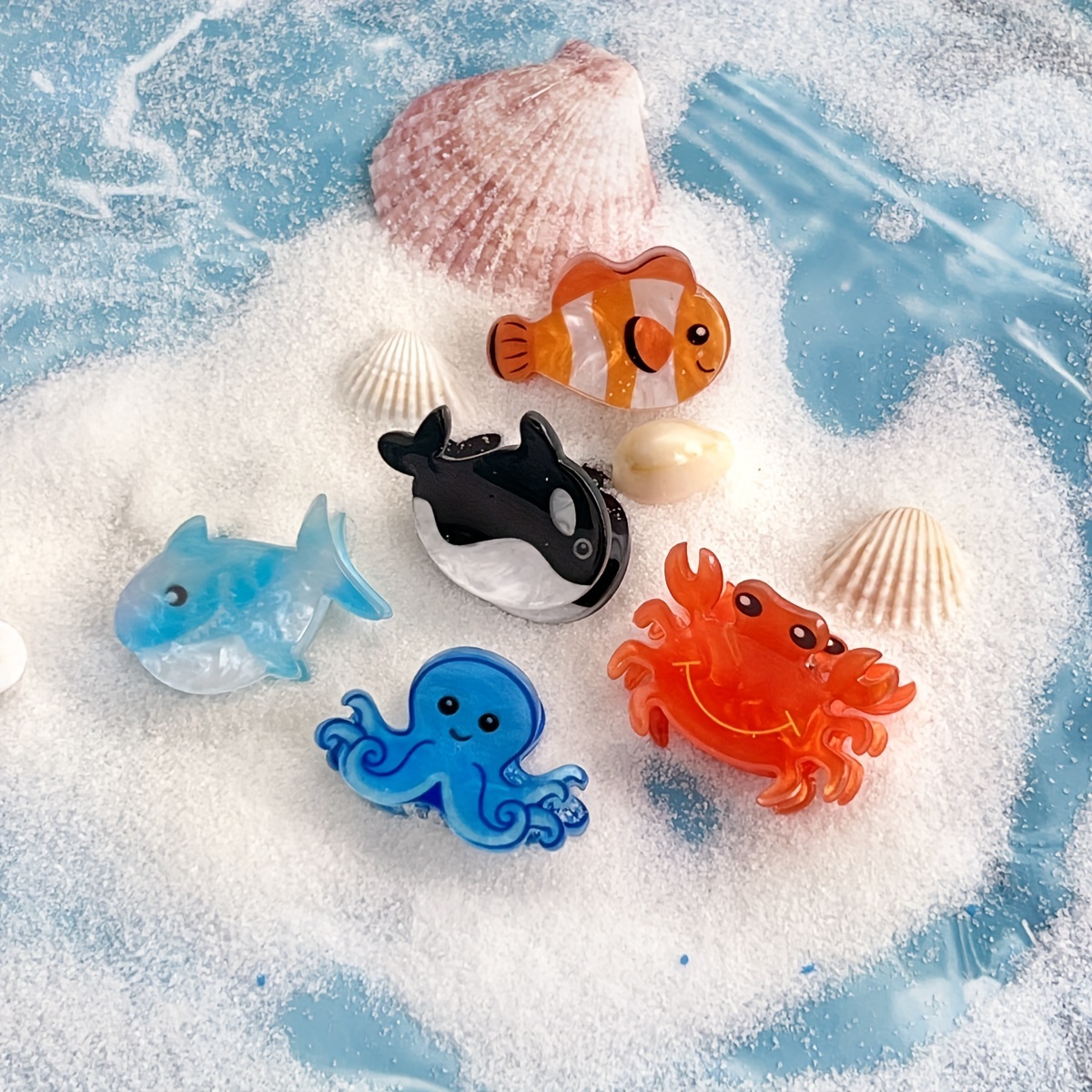 

5pcs Bofeiya Acrylic Hair Clips Set - Cute Cartoon Animal Design, Mini Mixed Color Side Clips For Women, Daily Use & Birthday Gifts