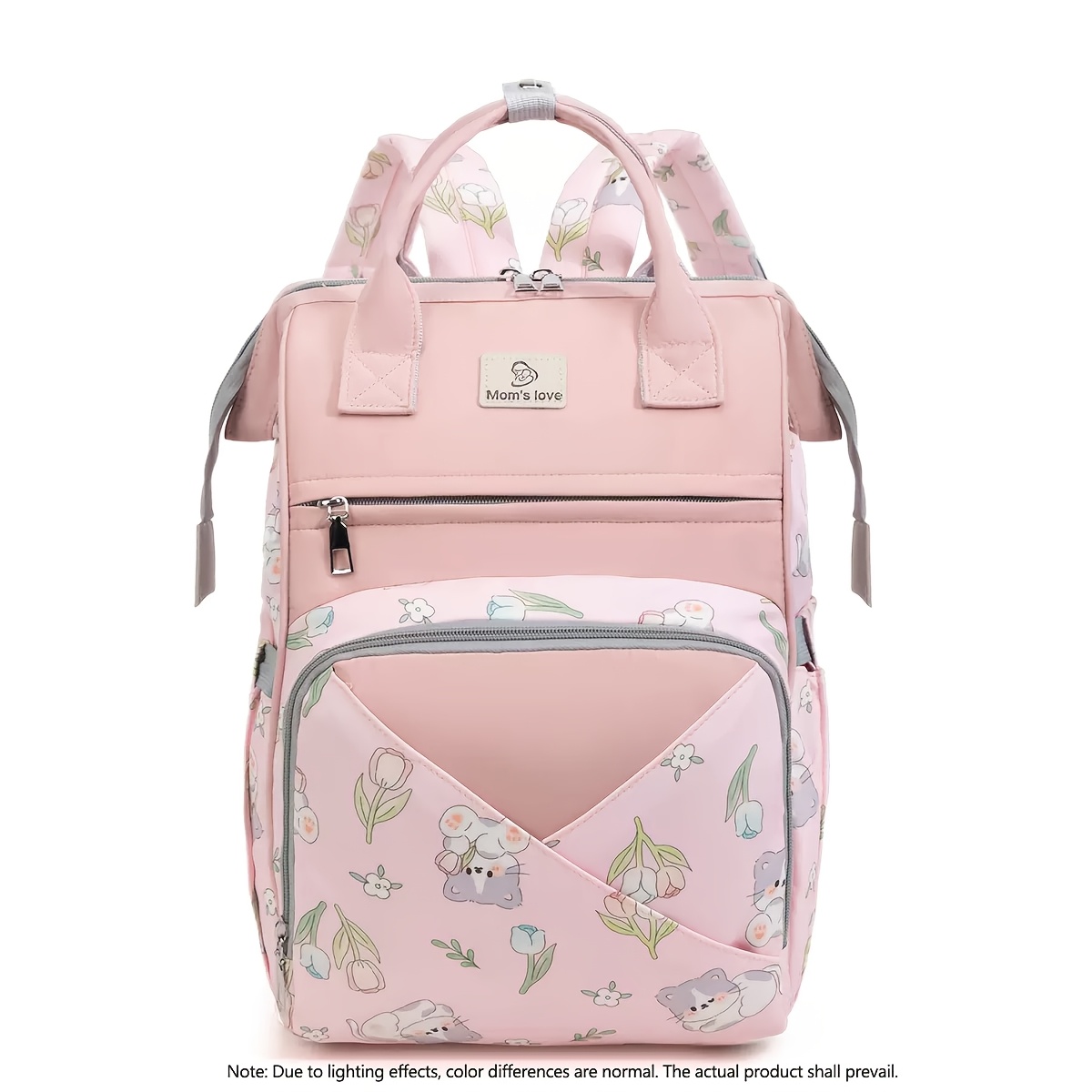 TEMU Fashionable Mommy Bag With Animal Floral Print, Multi-functional Large Capacity Versatile Mommy Bag, Portable Trendy Backpack For Shopping,