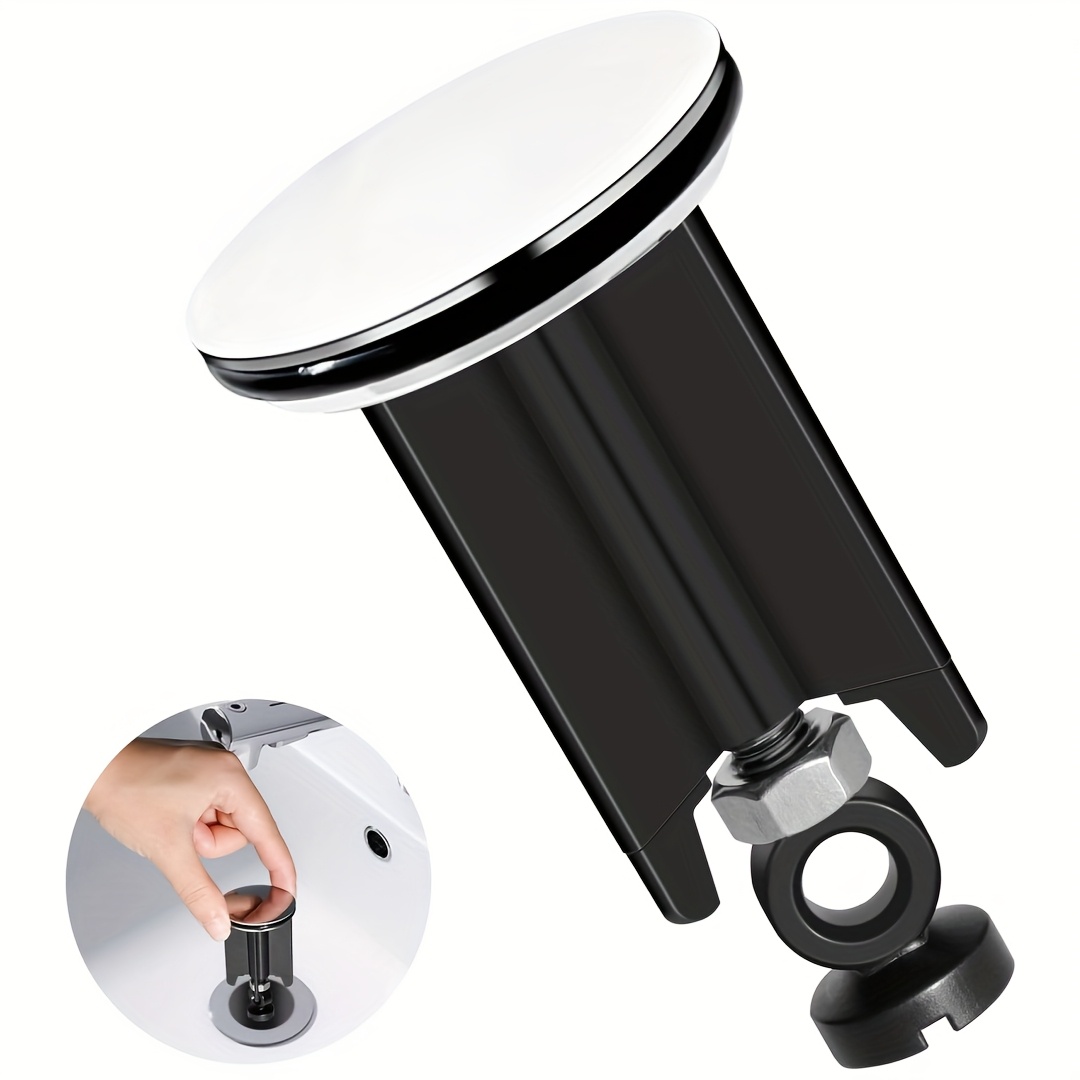 TEMU Tapón de drenaje universal cromado para bañera, de fregadero, tapón de drenaje para cocina y baño, altura ajustable, estilo europeo, lavabo,