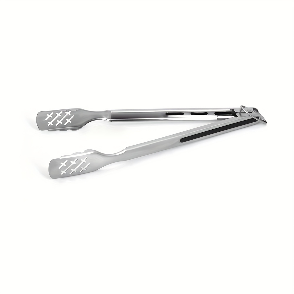 Image of 16-inch Stainless Steel Bbq Tongs With Silicone Non-slip Grip, Lockable Food Clip For Grilling & Cooking, Perfect For Day, Halloween, Christmas Parties, Camping, And Vacations