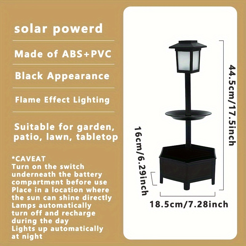 Image of 1pc Solar-powered Outdoor Bird Feeder With Led Light -dual-layer Design For Garden And Patio Decor, Perfect Christmas Gift