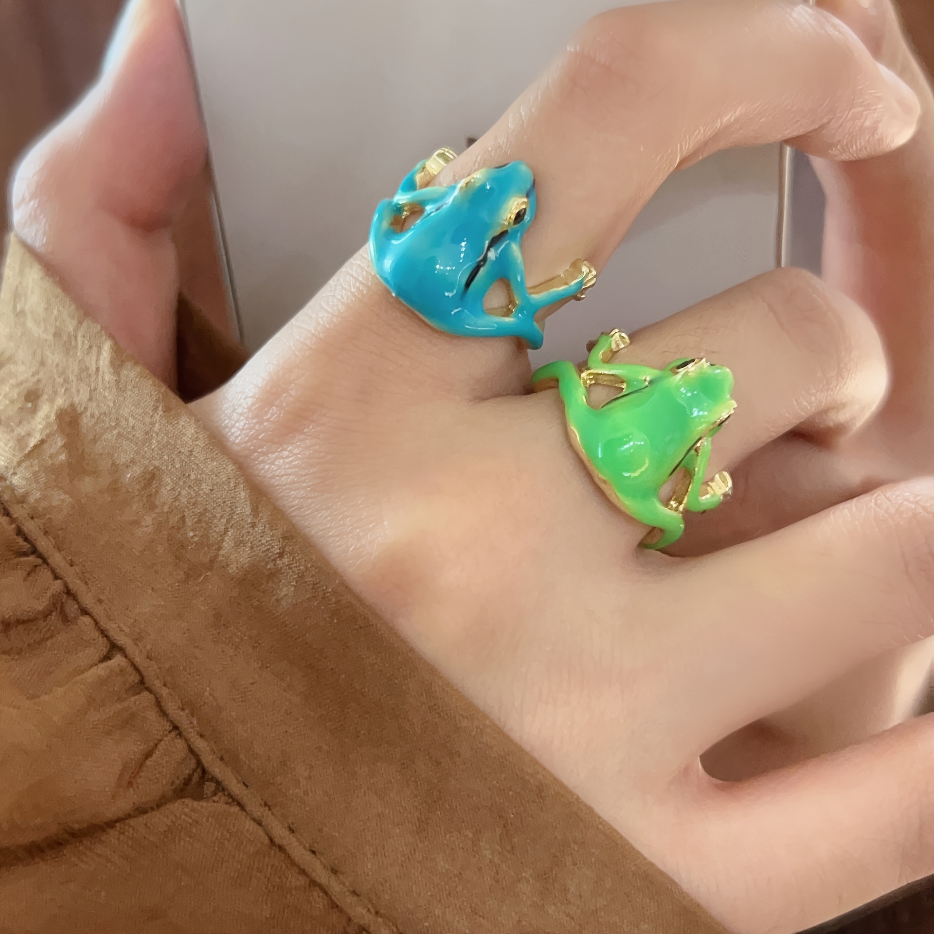 

1 Frog Open Adjustable Creative Ring European And Personality Animal Ring Gift