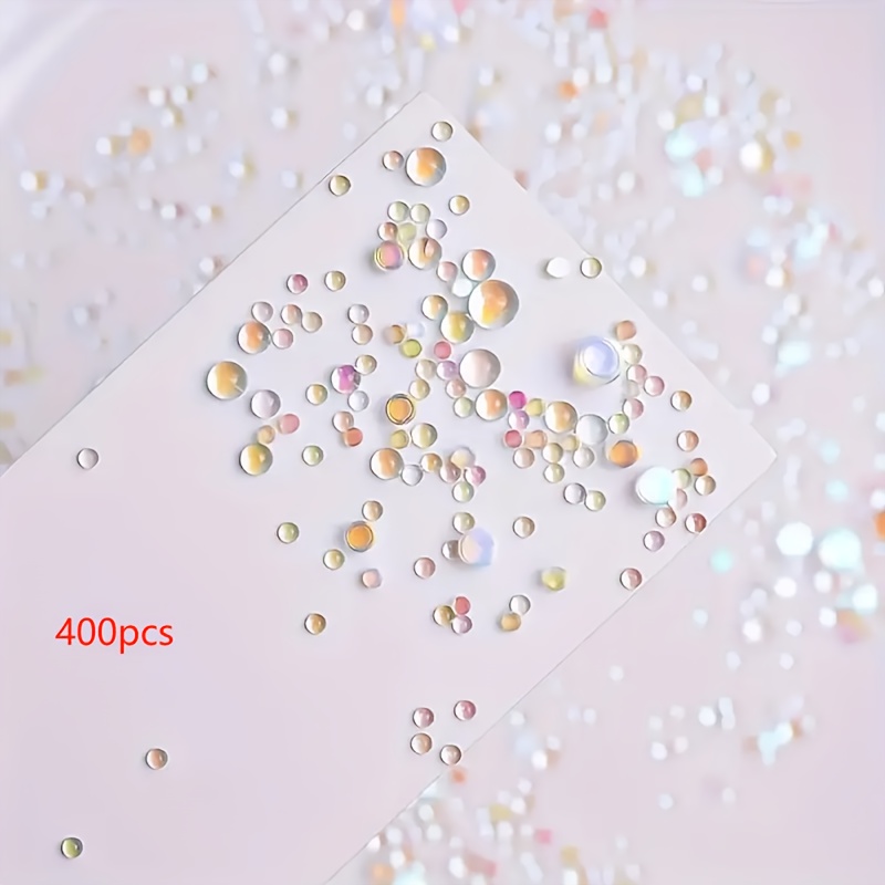 Image of 400pcs Tears Nail Art Set - Odorless, Multi-colored Macaron For Summer Aurora Effects, Transparent Water , Half Spherical Glass Decorations Resin Liquid Mold Filling Material