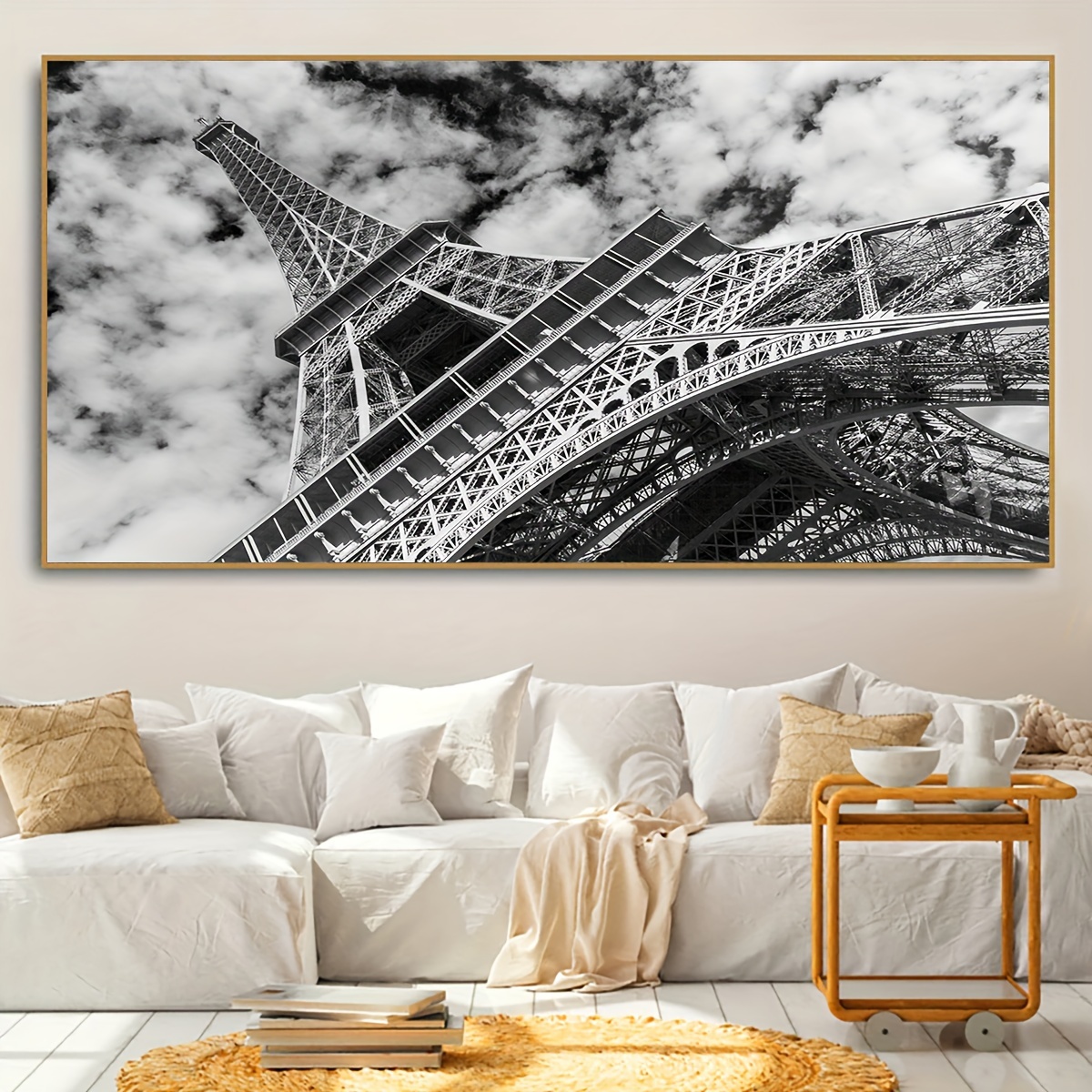 

1pc Unframed Canvas Poster, Modern Art, Famous Building Eiffel Tower Wall Art, Ideal Gift For Bedroom Living Room Corridor, Wall Art, Wall Decor, Winter Decor, Room Decoration