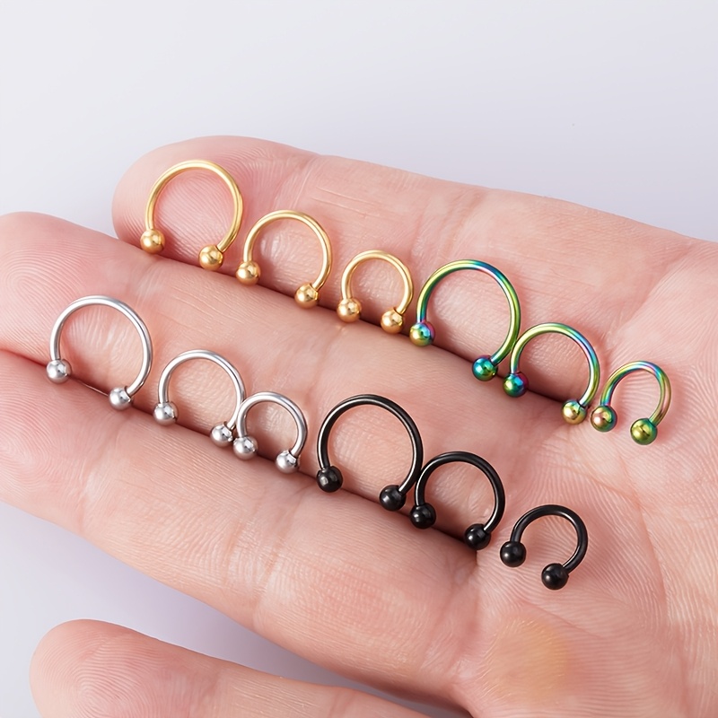 6pcs Stainless Steel Hoop Earrings & Nose Rings Set