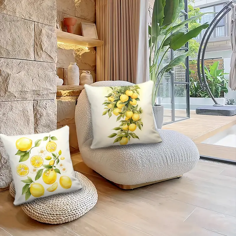 Fundas De Cojín Decorativas Con Diseño De Limón – Juego De 2, 45x45 Cm, Para Sofá, Jardín Y Decoración De Primavera/Verano