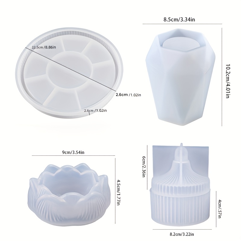 Image of 4pcs Silicone Resin Mold Kit Suitable For Diy Crafts, Durable Mold With Oval For Gypsum Concrete Vase & Candle Cup Casting, Resin Casting For Home Decor Crafting, Vase Making, Candle Holder Creation