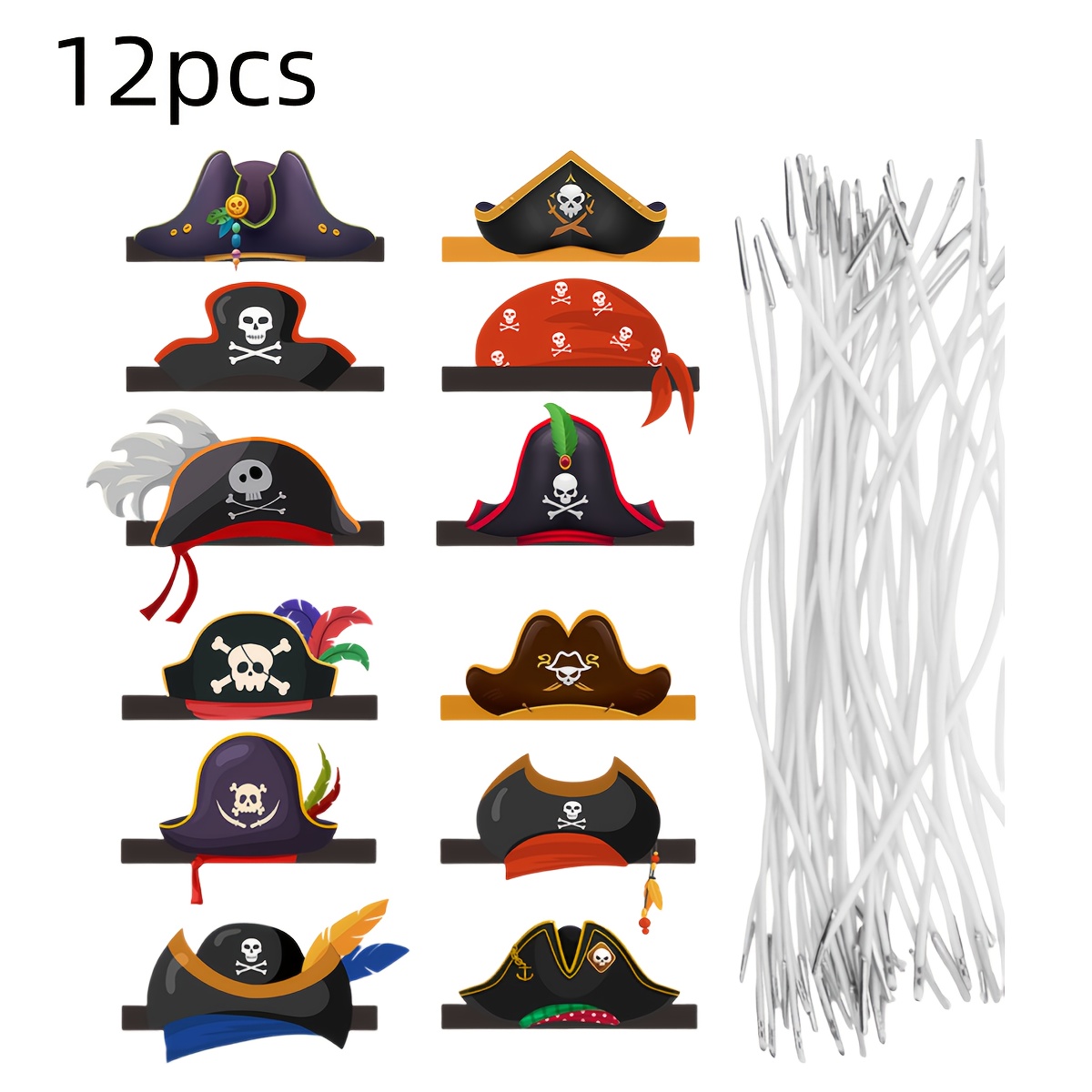 Set Of 12 Halloween-themed Pirate Hats, Perfect For Parties And Cosplay