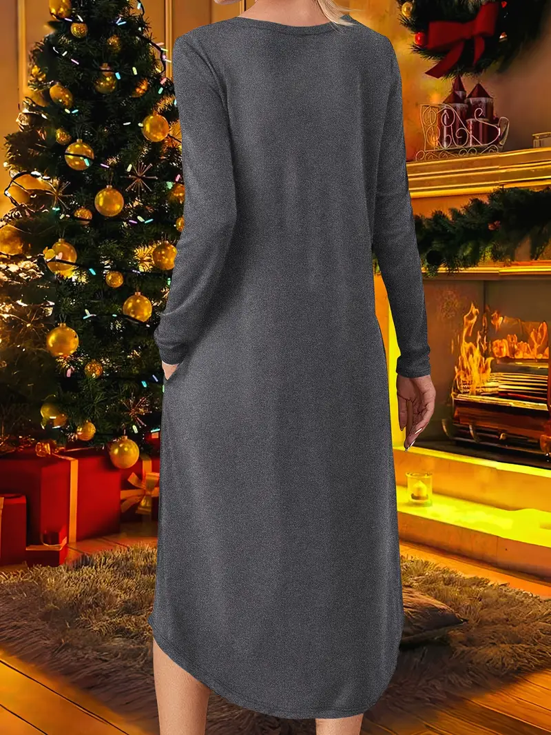 womens christmas graphic print a line dress pockets long - Temu Bahrain womens christmas graphic print a line dress pockets long - Temu Bahrain
