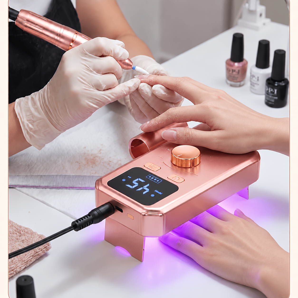 DENGXUN 2-in-1 Nail Drill & Nail Lamp with LED Display