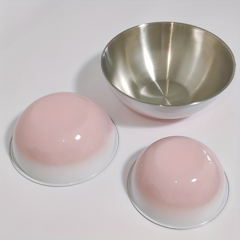 Temu – TEMU 3pcs Stainless Mixing Bowls, Baking And Kneading Bowls, Salad Fruit Bowls Cold Noodle Bowls, Easy To Clean And Not Easy To Break Set, 3 Sizes ,