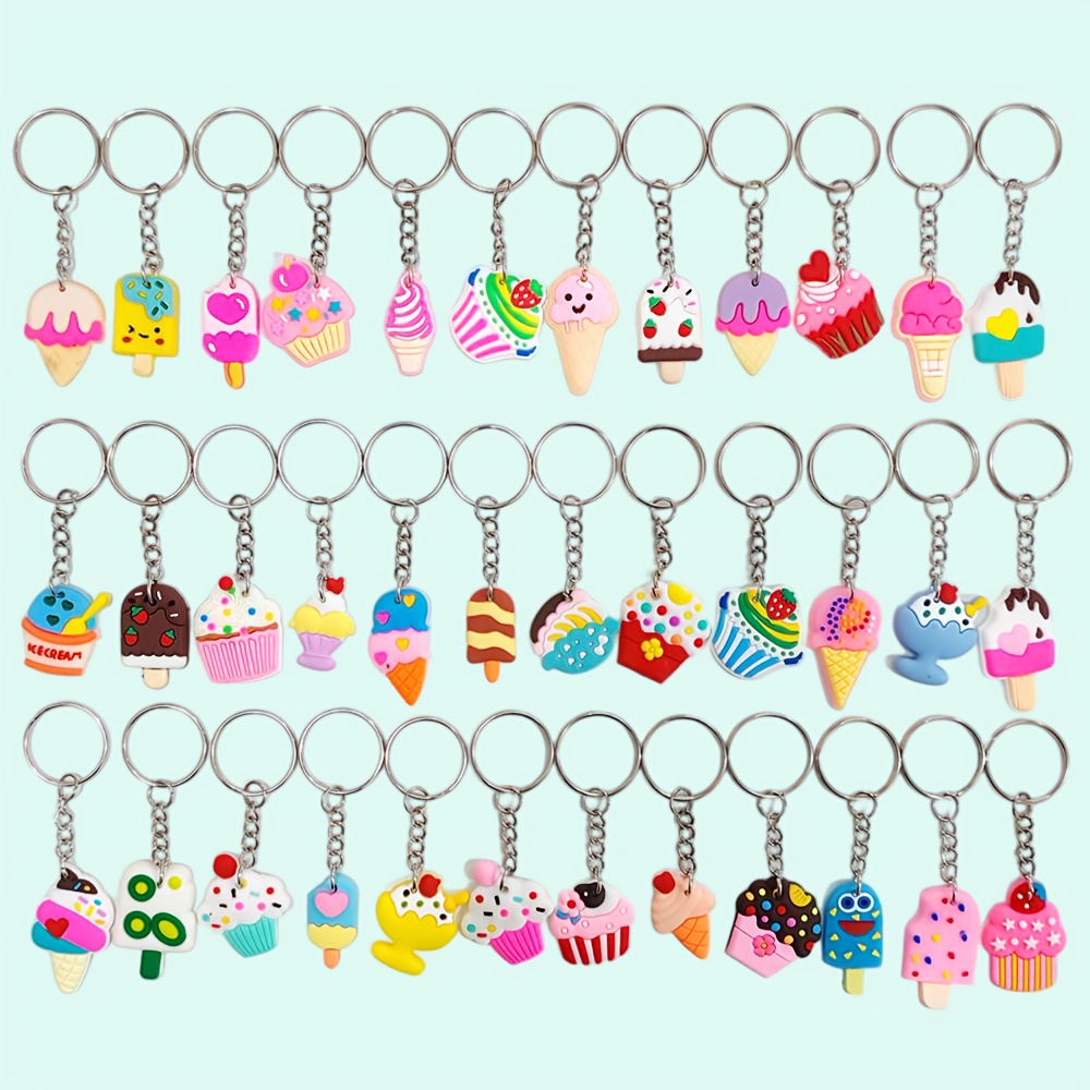 E-shop 36 Niedliche Cartoon PVC Eiscreme Schlüsselanhänger Hänger, für Damen Freizeit- und stylische Geldbörsen, Rucksäcke, Gepäck-Accessoires und