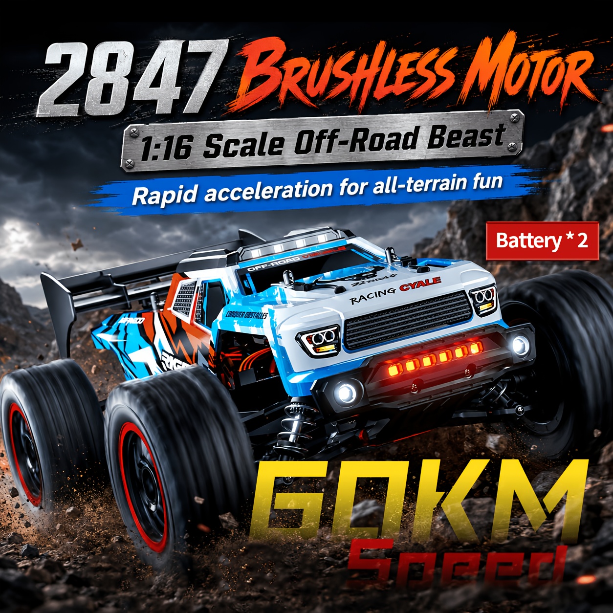 Image of 1/16 Scale Brushless Car Suitable For Professional Players & Collectors - 60 Km/ Off-road Remote Control Vehicle With 4wd,, For Flat/rough Terrain, / Buggy For & Driving